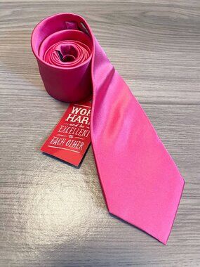 Elite by Brent Morgan Men's Hot Pink Satin Silk Neck Tie | Bright Fuchsia Formal